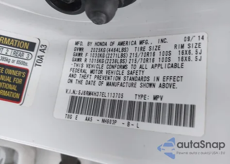 2014 Honda Cr-V Lx from USA, damaged, VIN 5J6RM4H37EL113705